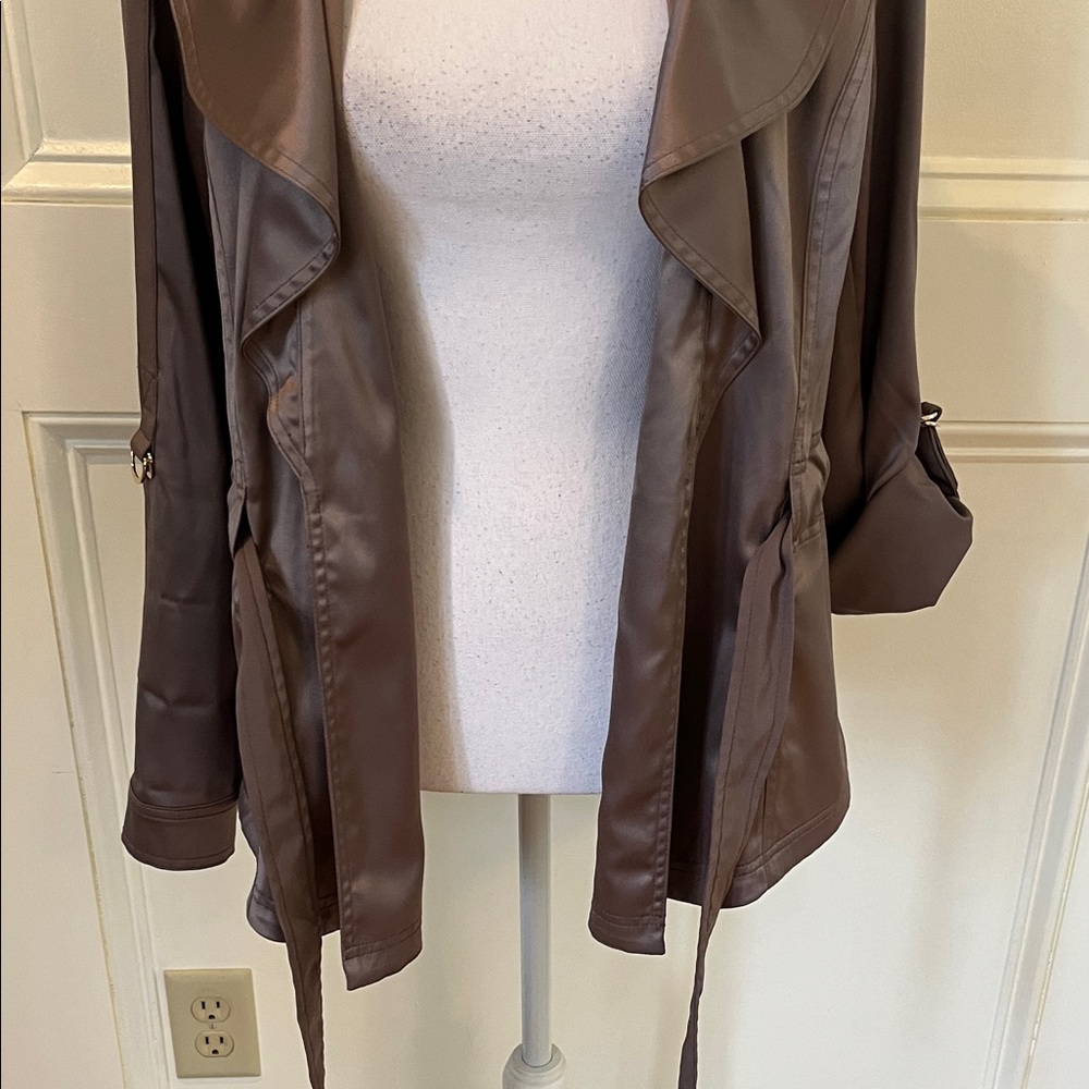 White House Black Market Satin Trench Coat in Brown - Picture 12 of 15